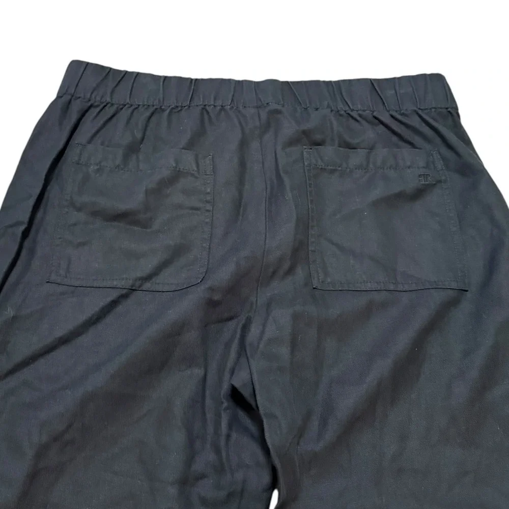 Banana Republic Black Linen Lyocell Blend Pull On Pants Tapered Crop Size L